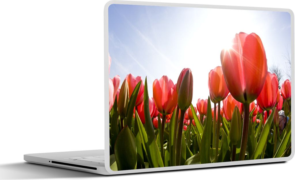 MuchoWow Laptop Aufkleber Sticker Cover Ein Feld voller roter Tulpen 36.5x27.5 cm - Laptop-Sticker