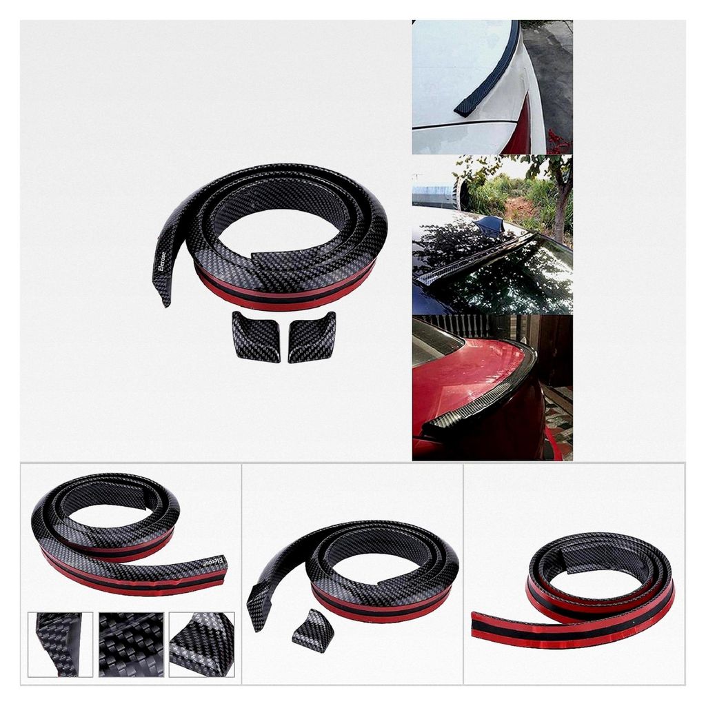 Carbon Heckspoiler Universal Schwarz Auto Spoiler Kohlefaser Weichgummi 1,5 m / 4,9 ft