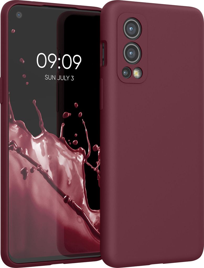 kwmobile Hülle kompatibel mit OnePlus Nord 2 5G Hülle - Silikon Handy Case - Handyhülle weiche Oberfläche - kabelloses Laden - Tawny Red