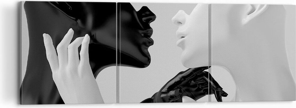 Bild auf Leinwand - Leinwandbild - 3 Teile - Schwarz Weiß Statue - 120x40cm - Wand Bild - Wanddeko - Wandbilder - Leinwanddruck - Bilder - Wanddek...