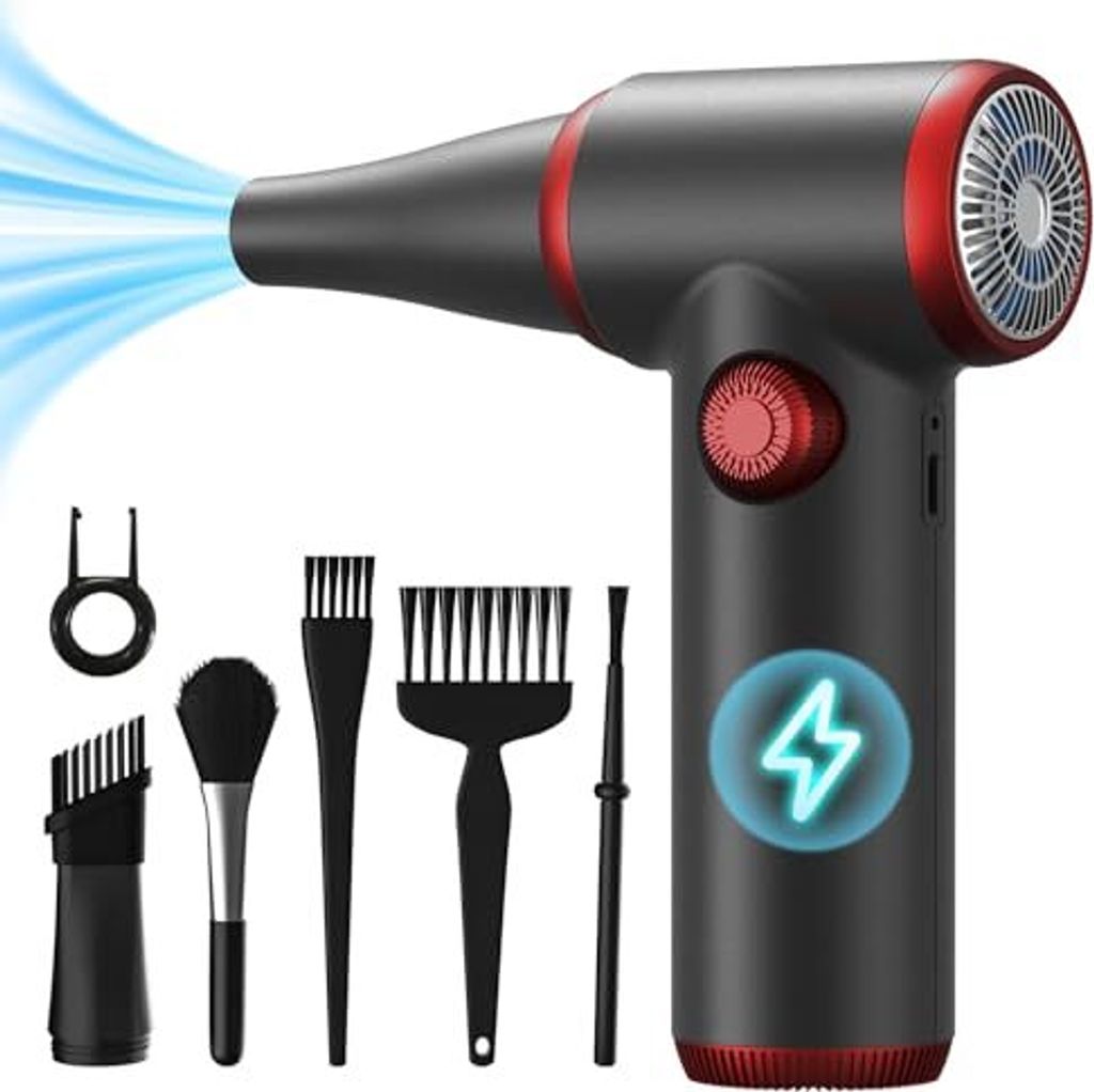 Koonie Electric Staubgebläse Druckluftspray, Duster -Reinigungskit, PC -Reinigung, 100500 U / min, LED -Licht, Tastaturreiniger, Laptop, Laptop,