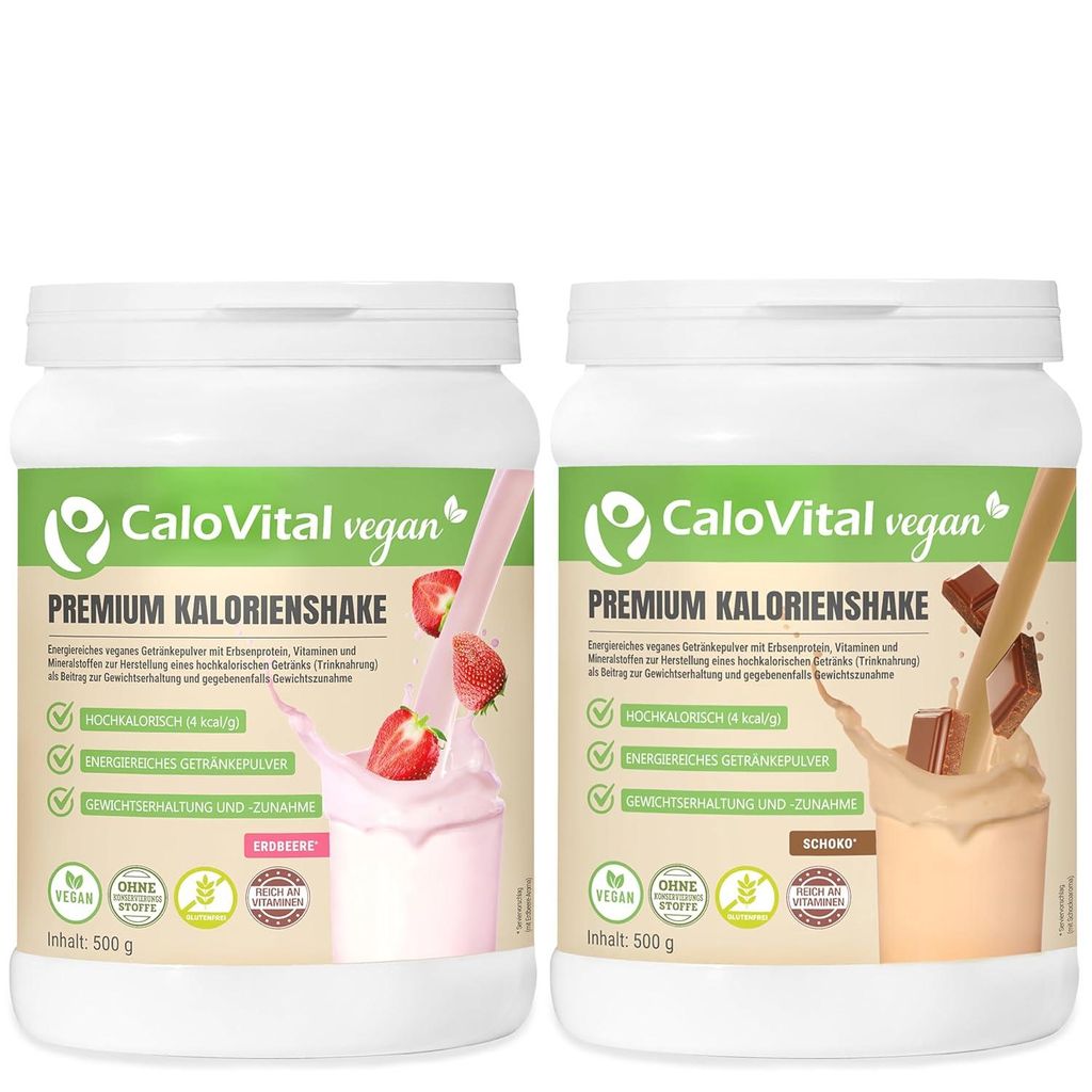 Hochkalorische Trinknahrung Vegan | Kalorien Shake Vegan zum Zunehmen | Astronautennahrung Vegan mit Protein & Vitaminen | SPARSET Erdbeere + Schoko