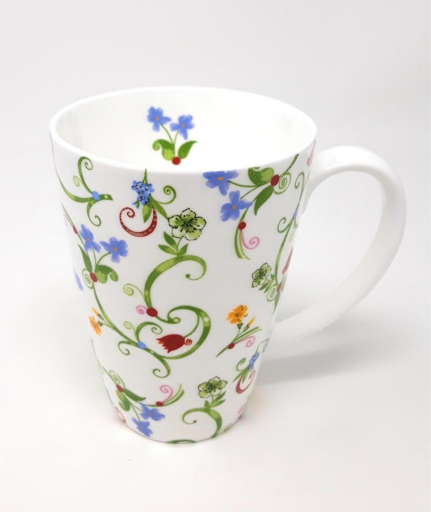 Jumbo Becher Tasse FLEURETTE für 500ml weiß Blumen Porzellan TeaLogic