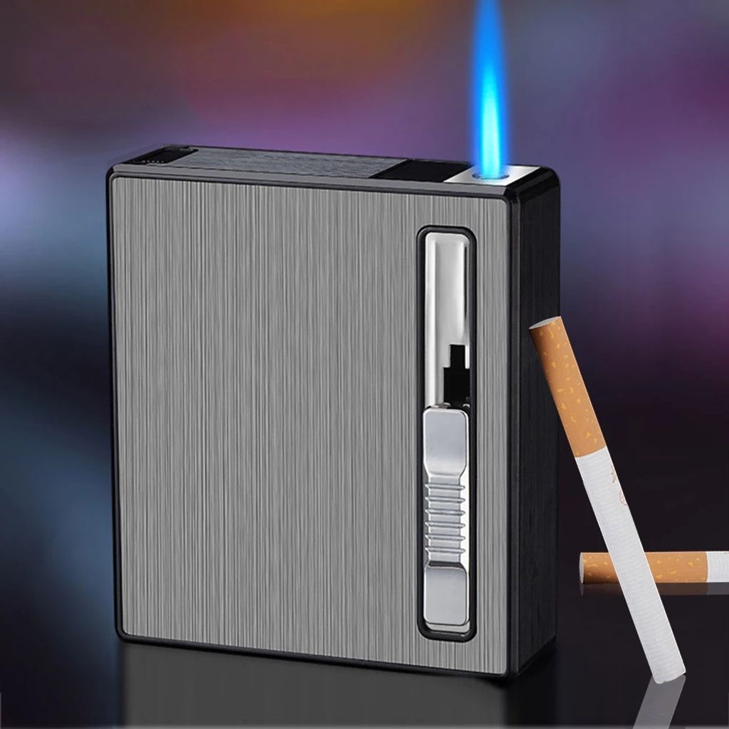 Zigarettenetui mit elektrischem Feuerzeug Zigarettenspender Zigarettenbox case !