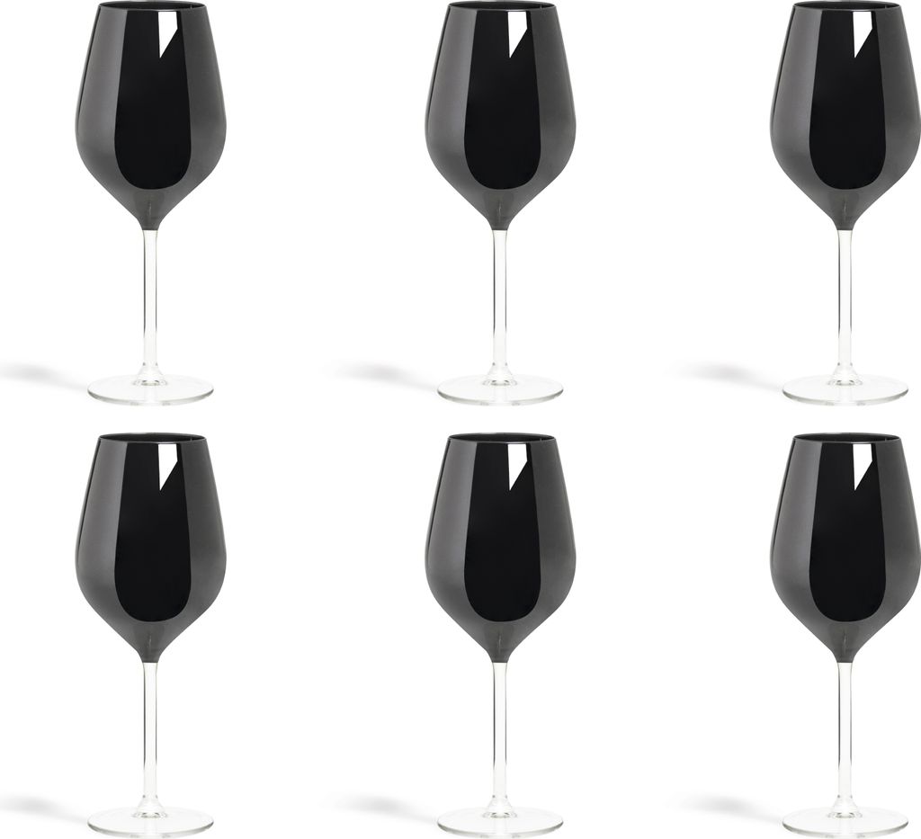 Excelsa Set Von 6 Gläser Color Wine Glas 7,5x7,5x23 cm Schwarz