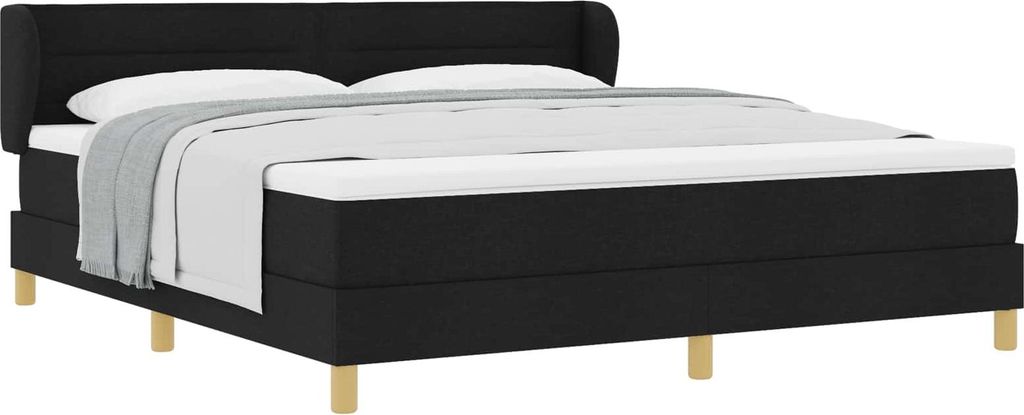 Boxspringbett mit Matratze Schwarz 180 x 200 cm Stoff