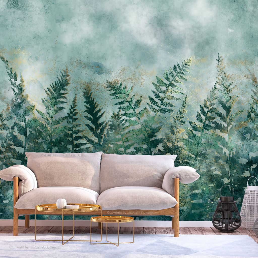 Vlies Fototapete Natur 400x280 cm Tapeten Wandtapete XXL Farn Pflanzenmotiv wie gemalt b-A-10022-a-a