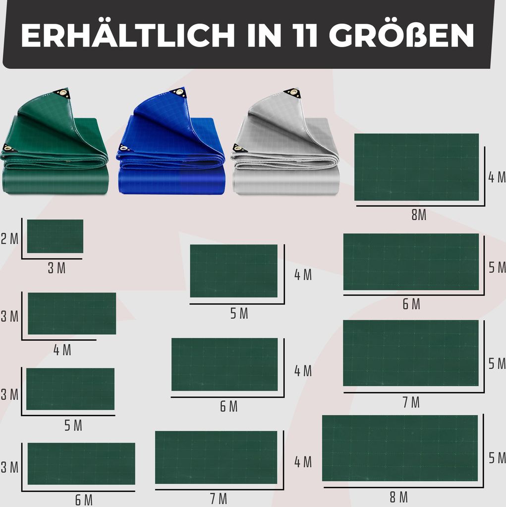 ROTFUCHS Premium Abdeckplane mit Ösen 500x600 cm Grün | 680 Produktbild 7