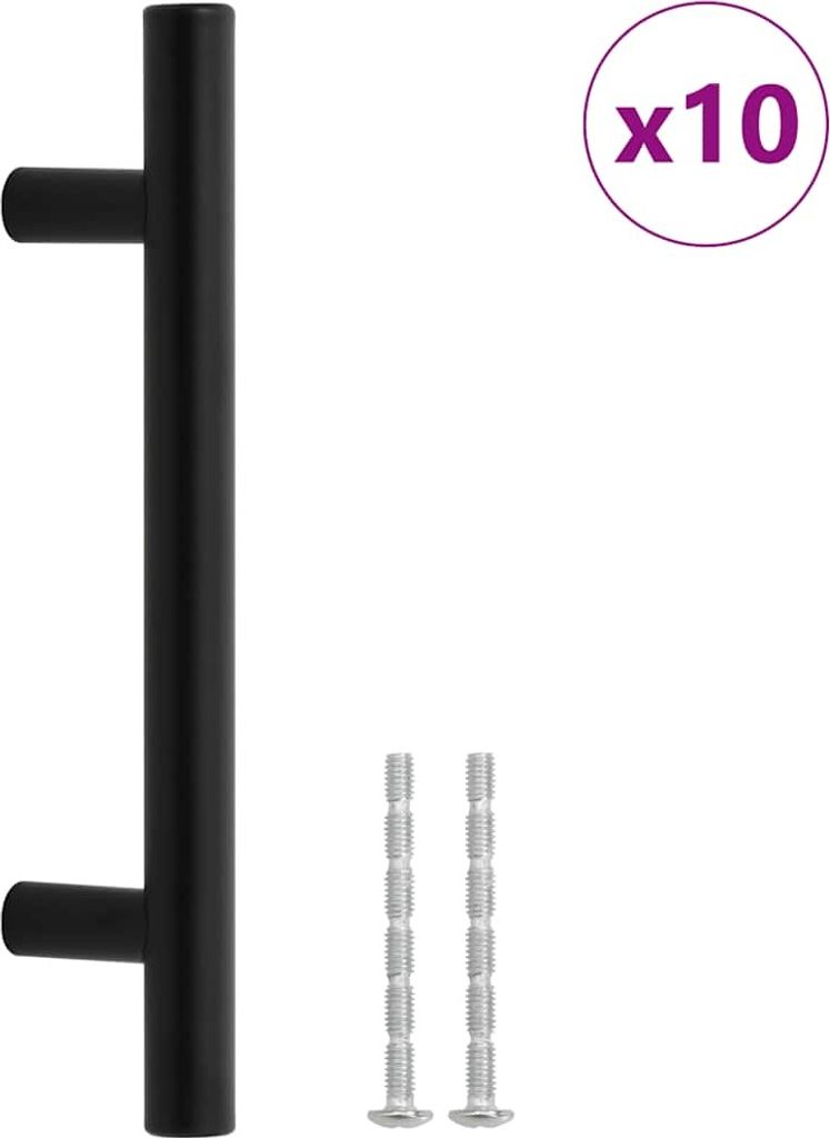 vidaXL Möbelgriffe 10 Stk. Schwarz 96 mm Edelstahl