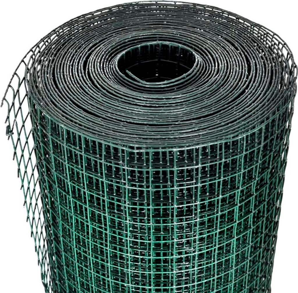 A roll of green wire mesh fencing.