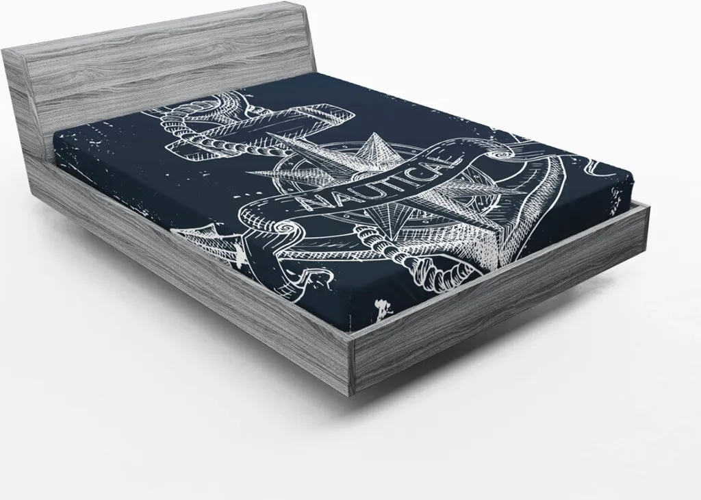 Lenzuolo Nautico ABAKUHAUS 180x200 cm - Design Ancora e Bussola
