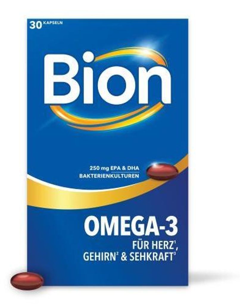 Bion Omega-3 Kapseln mit Bakterienkulturen für Herz, Gehirn und Sehkraft, 30 St. Kapseln