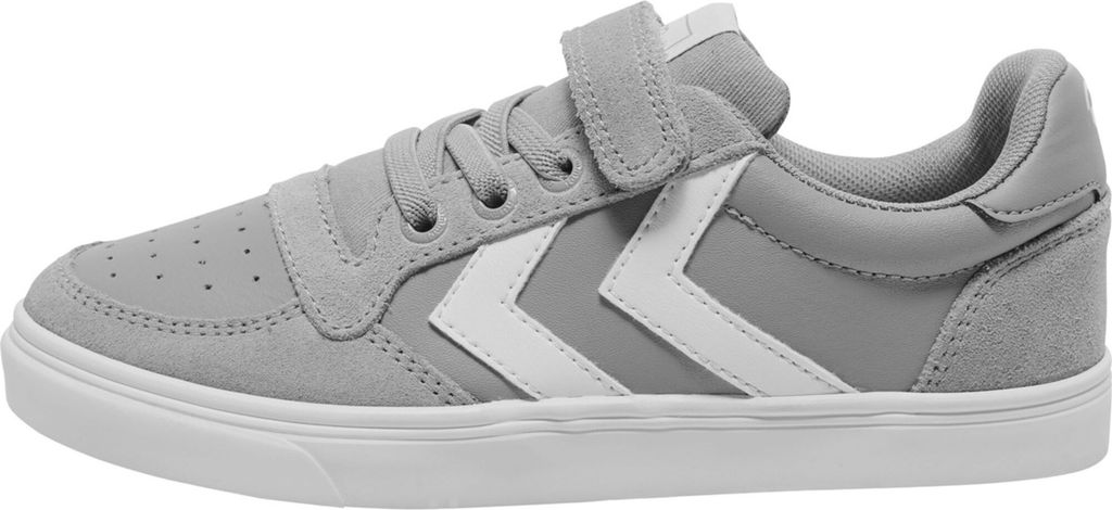 Hummel Slimmer Stadil Leather Low Jr Indoor Sneaker Schuhe grau/weiss 204495-1100, Schuhgröße:31 EU