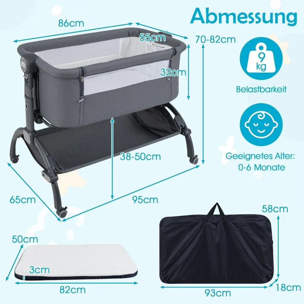 Lit bébé mobile gris : la solution idéale pour garder bébé près de soi - 2