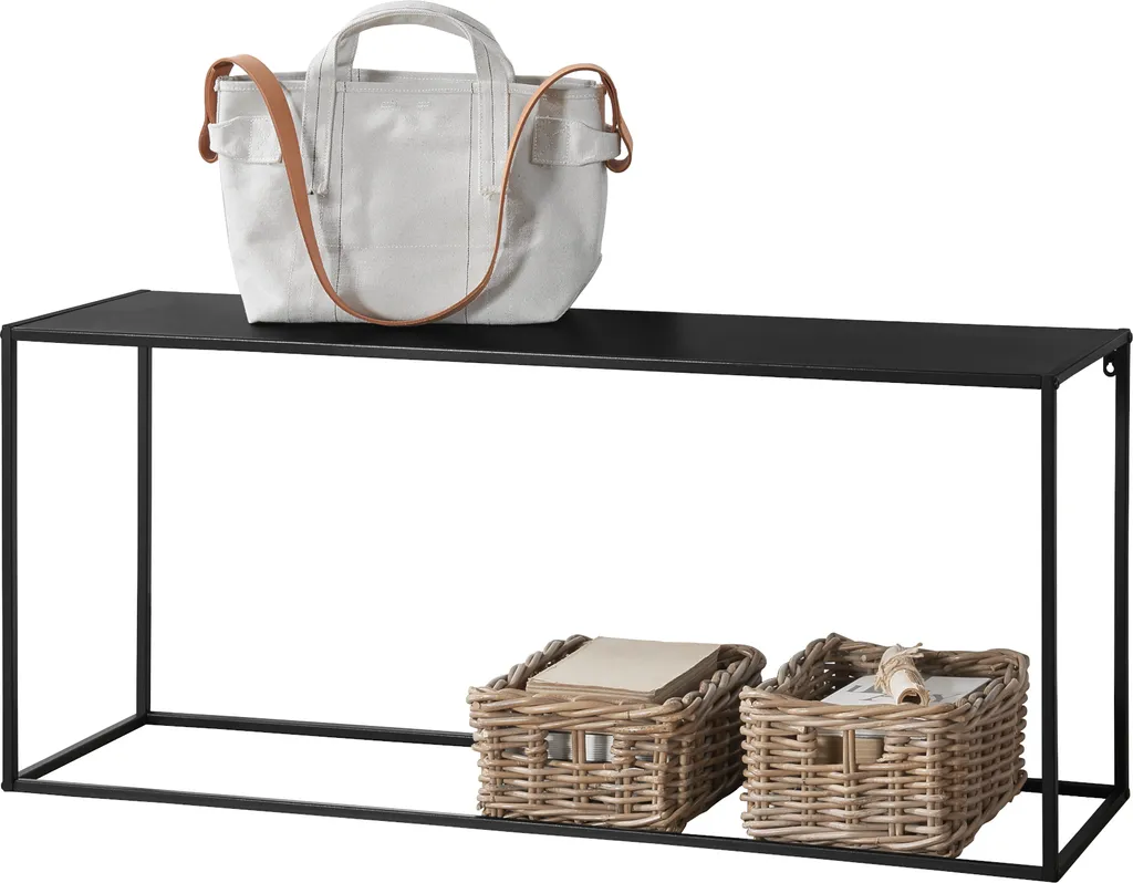 Meuble d'entrée console noire 115cm, buffet bas polyvalent style loft