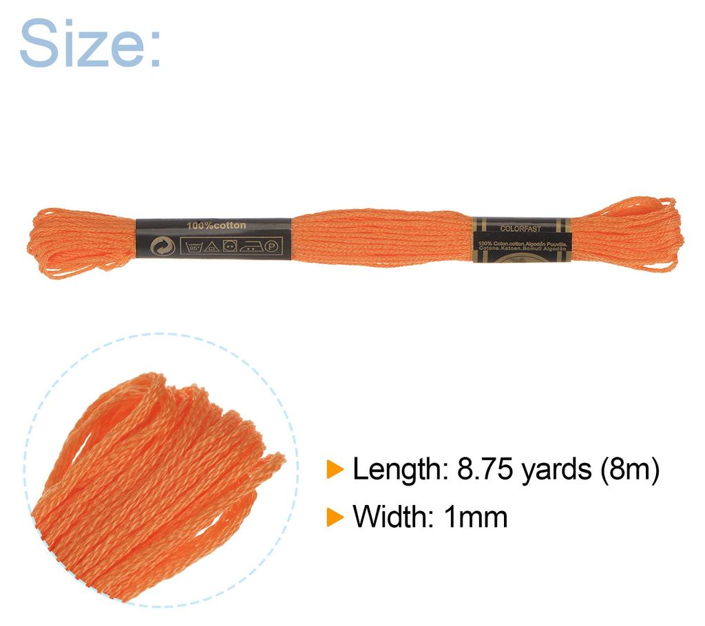 12 Str?nge Stickgarn š€ 8m Lang Baumwolle Thread fš¹r Stickprojekte Armb?nder Basteln Embroidery Kreuzstich H?keln (Orange)