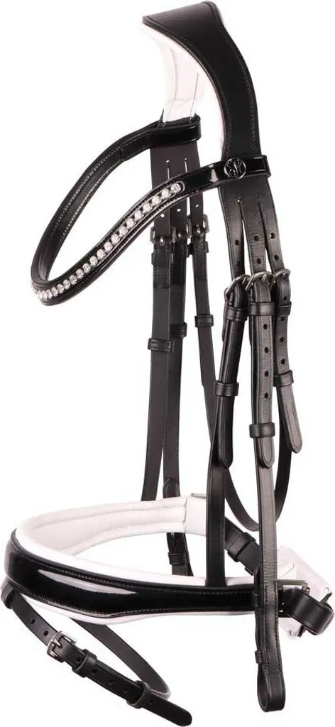 Bridon Chique Harry's Horse Noir pour Poney - Filet en Cuir de Qualité