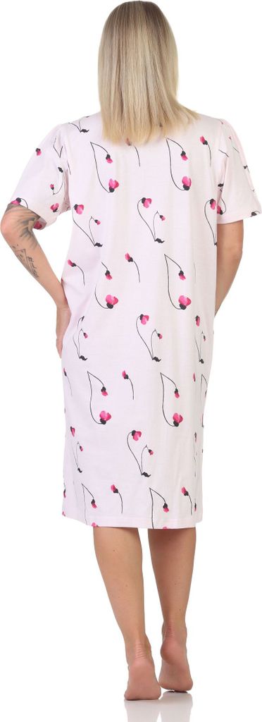 Normann Damen kurzarm Nachthemd in klassischer floraler Optik mit 105 cm Länge ; rosa , 48