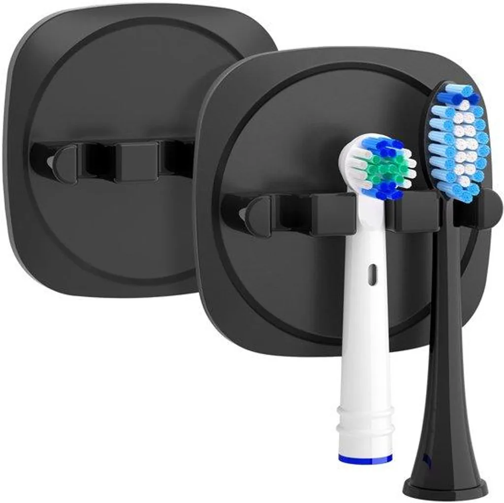 Rangement brosse à dents électrique noir lot de 2 pour toute la famille