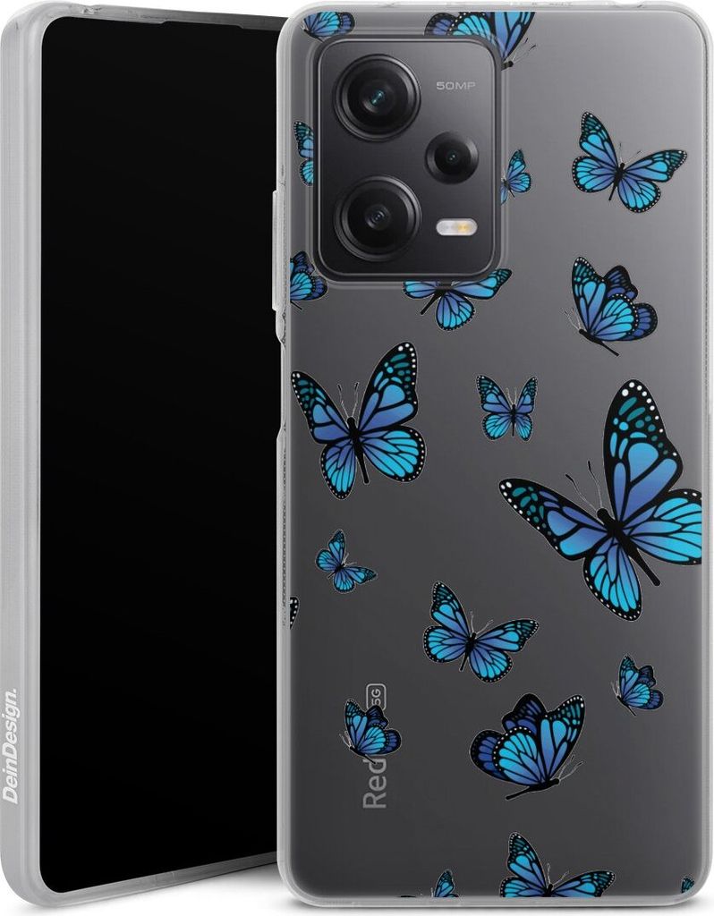 DeinDesign Handyhülle für Xiaomi Redmi Note 12 Pro 5G Silikon Hülle Case Smartphone Schutzhülle Muster Schmetterling transparent