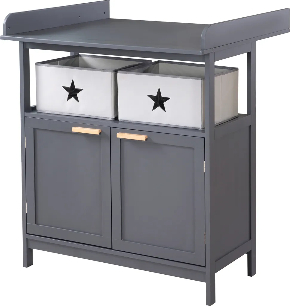 Table à langer avec portes et rangements roba Hamburg Gris Anthracite