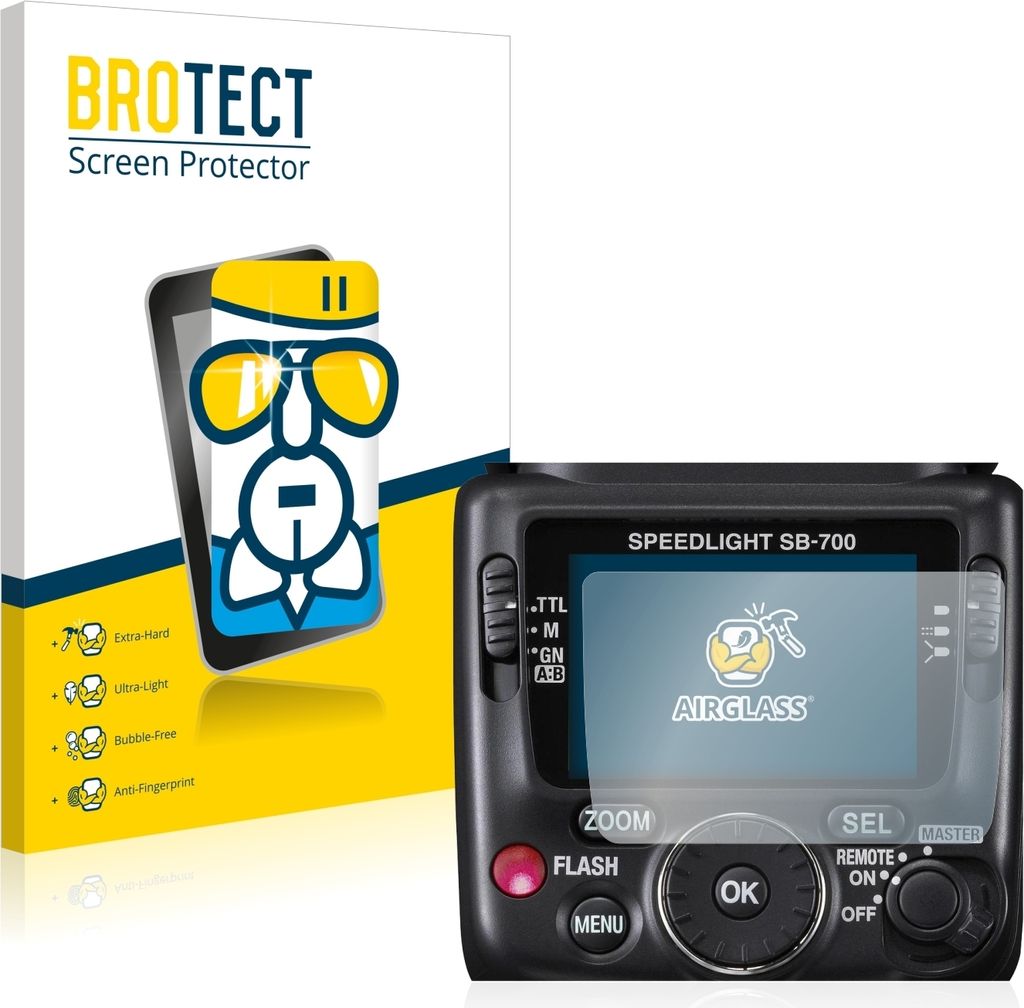 BROTECT Schutzglas für Nikon SB-700 Schutzfolie Panzer Folie Glas Display Schutz klar