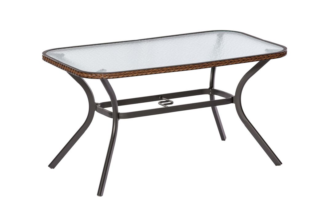 Merxx Gartentisch "Ravenna" 150 x 85 cm - Aluminiumgestell Graphit mit Kunststoffgeflecht Schoko