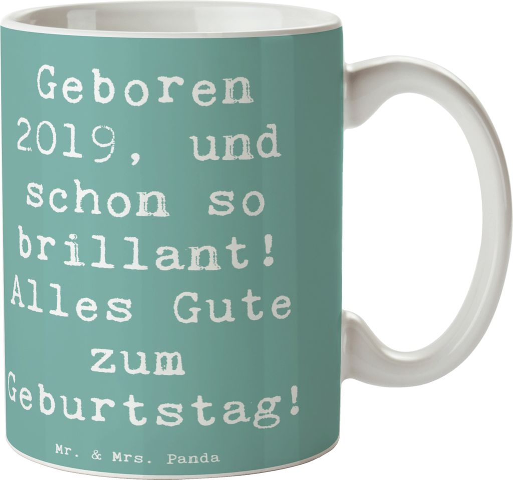 Mr. & Mrs. Panda Trinkbecher Spruch 2019 Geburtstag - Meeresbrise - Geschenk, Tasse, Geburtstagsgeschenk, Teebecher, Becher, Geboren, Geburtstagsde...