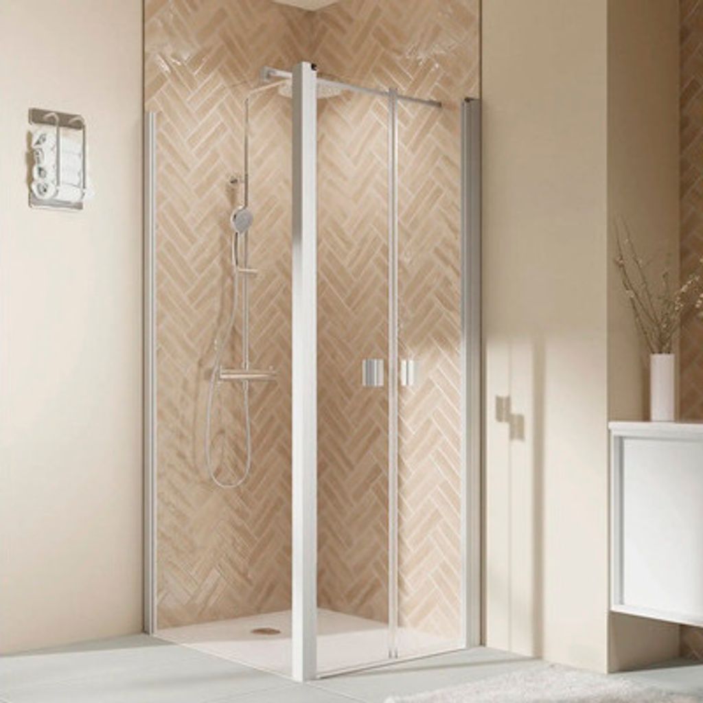 Seitenwand für Pendeltür BREUER Elana 2.0 100 x 200 cm Profil eckig weiß Klarglas Seitenwandanschlag links