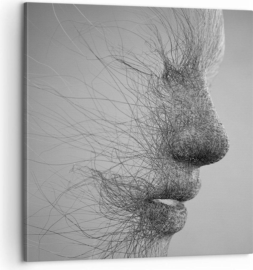 Bild auf Leinwand - Leinwandbild - Einteilig - Gesicht Grafiken Fäden - 60x60cm - Wand Bild - Wanddeko - Wandbilder - Leinwanddruck - Bilder - Wan...