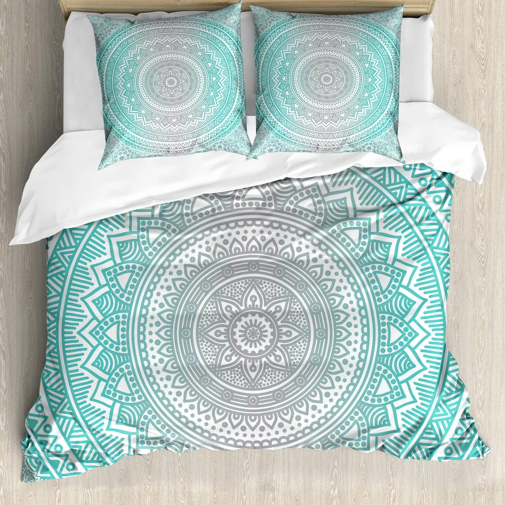 Copripiumino 200x200 ABAKUHAUS Grigio Acquamarina Mandala Moderno