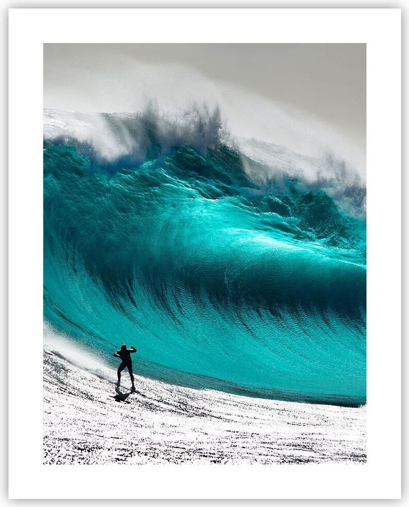 Poster - Poster ohne Rahmen - Surfen Welle Türkis - 40x50 cm - Wand Bild - Wanddeko - Wandbilder - Kunstposter - Wandposter - Bilder - Kunstdruck ...