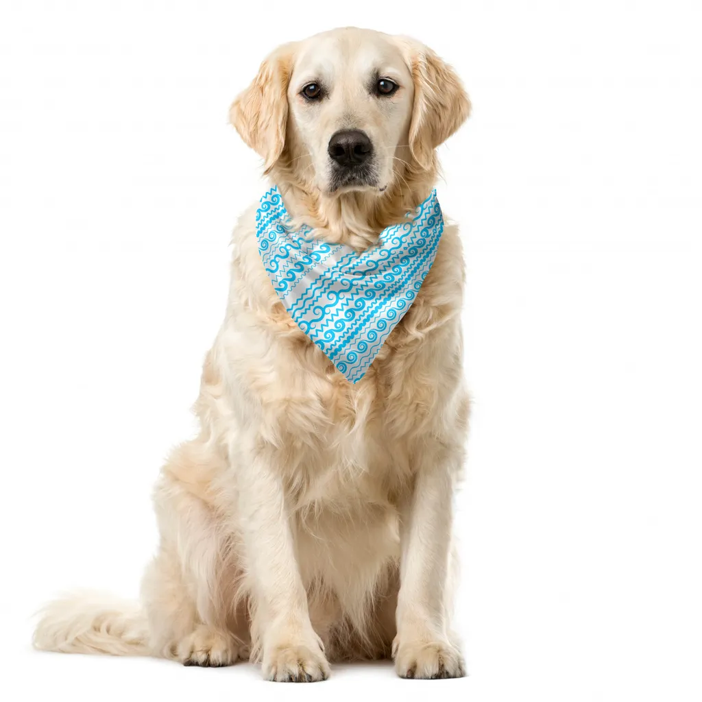 ABAKUHAUS Bandana Pet 40x40 Poliestere Onde Azzurro Bianco