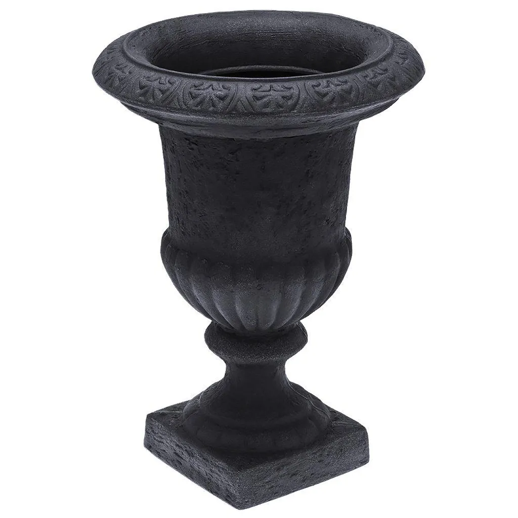 Pot de fleurs anthracite robuste effet pierre pour jardin et balcon - 3