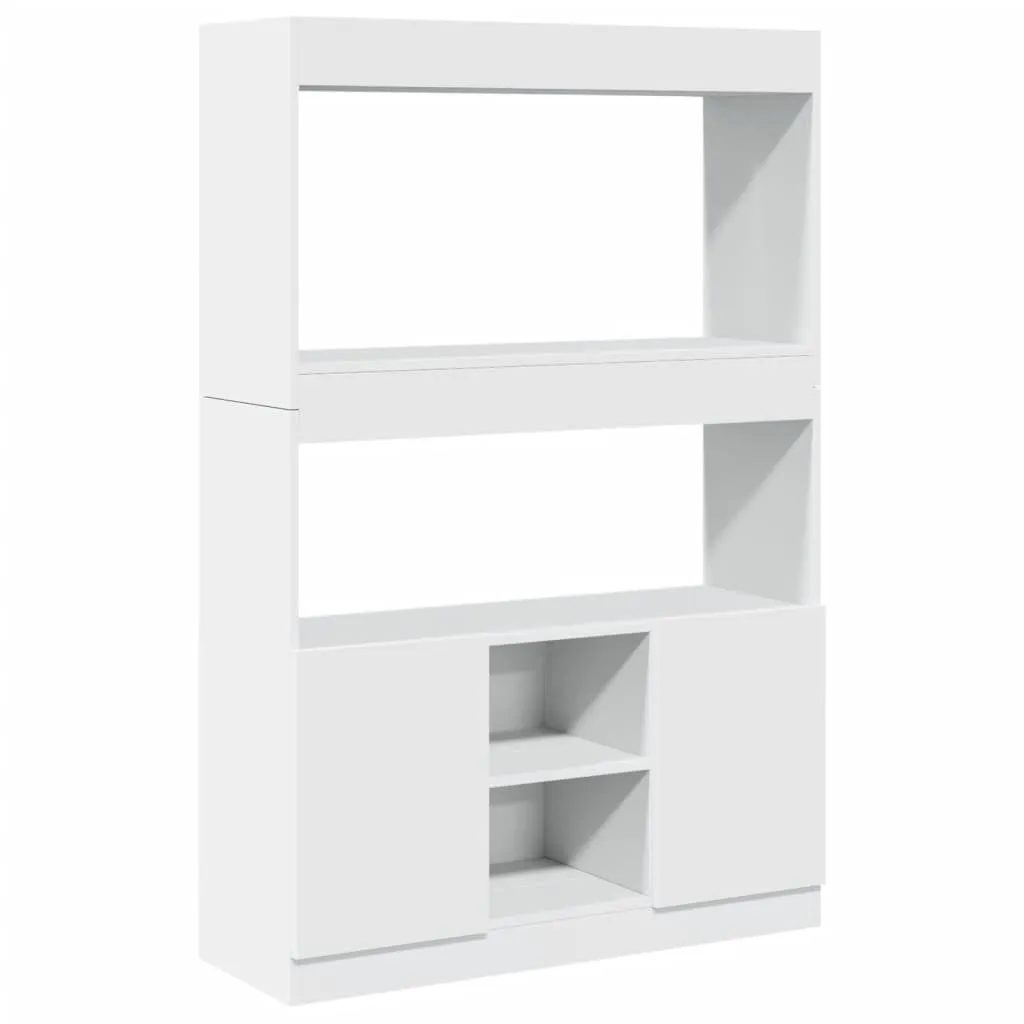 Credenza Bianca 92x33x140 cm in Legno: Mobile Buffet Alto Multiuso