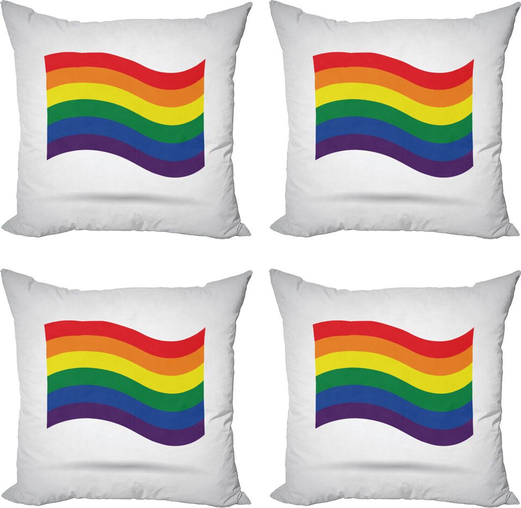 ABAKUHAUS Stolz Kissenbezug Set (4 Stück), Winken Homosexuell Flagge Illustration, Moderner Doppelseitiger Digitaldruck, 45 cm x 45 cm, Mehrfarbig