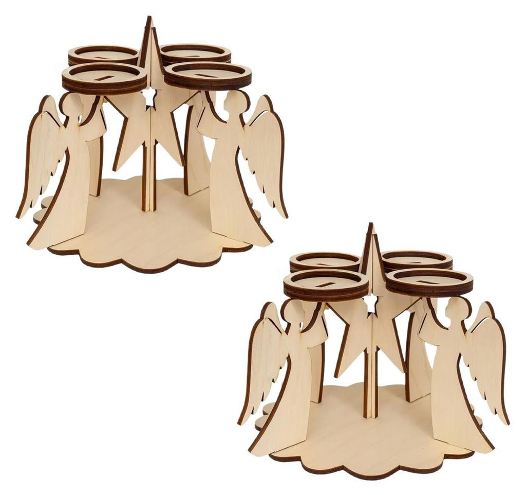1/2/3 Stück Weihnachts-Engel-Kerzenhalter aus Holz, 4-armig, Teelichthalter, Tischdekoration für Zuhause, Büro, Wohnzimmer, Esszimmer