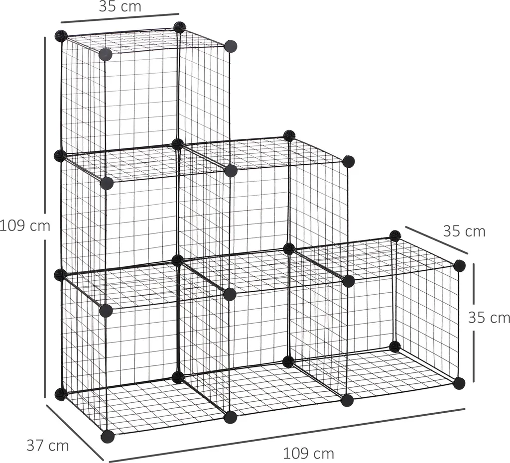 Solution de rangement : étagère à cubes DIY métal noir modulable 6 cases - 3