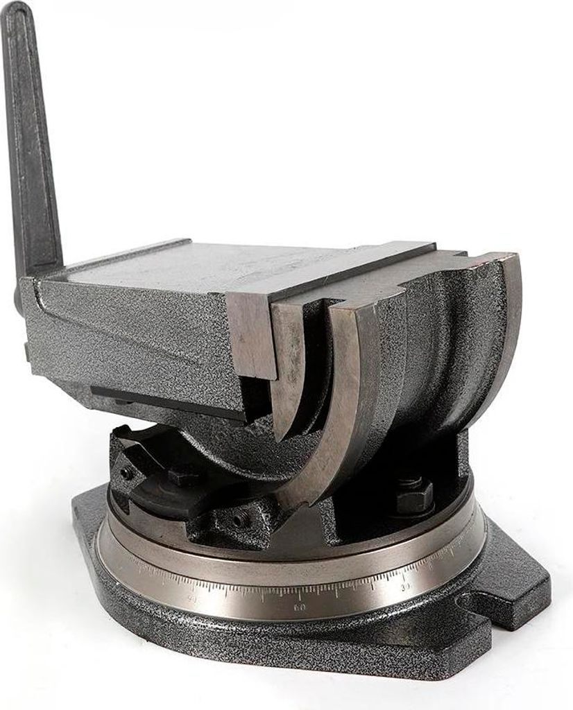 Maschinenschraubstock für Säulenbohrmaschine, 2‐Wege Präzisions-Drehsockel, 0–90° neigbar, 5 Zoll, schwarz