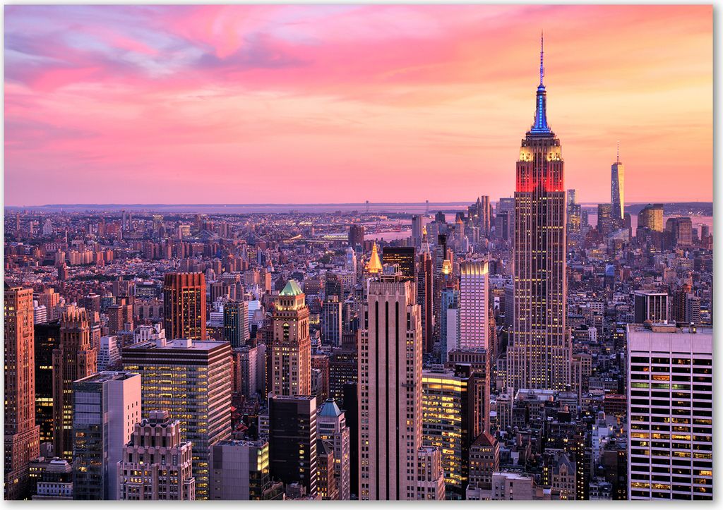 Tulup Leinwandbild - 100x70 cm - Wandkunst - Drucke auf Leinwand - Leinwanddruck - Sehenswürdigkeiten & Architektur - Orange - New York