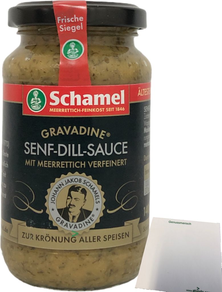 Schamel Senf-Dill-Sauce Gravadine mit Meerrettich verfeinert 1er Pack (1x140ml Glas) + usy Block