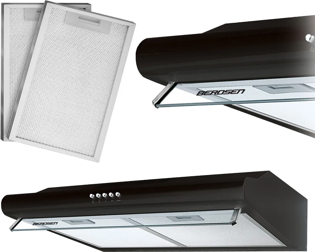 Hotte de Cuisine 50 cm avec Éclairage LED et Filtre Alu Berdsen Noir