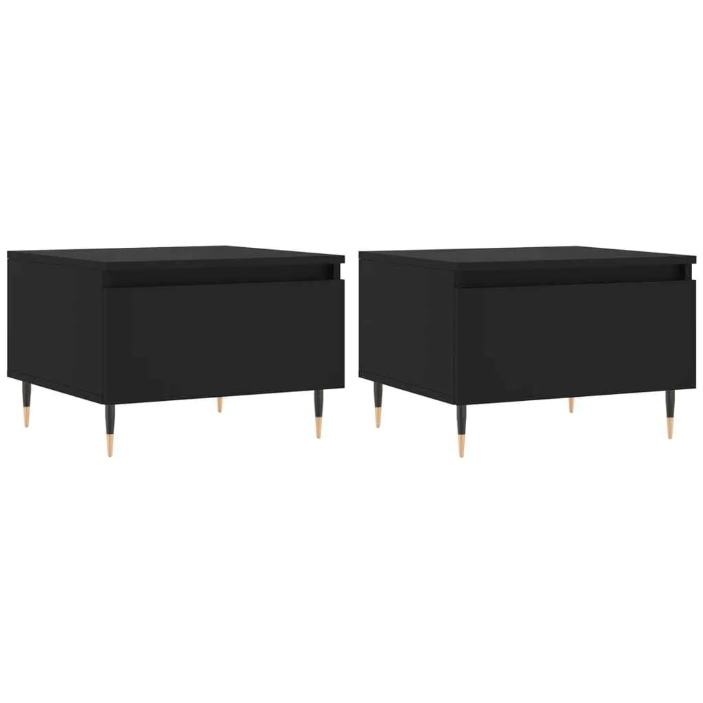 2 Tavolini Bassi Neri per Famiglia 50x46x35 cm Legno Resistente