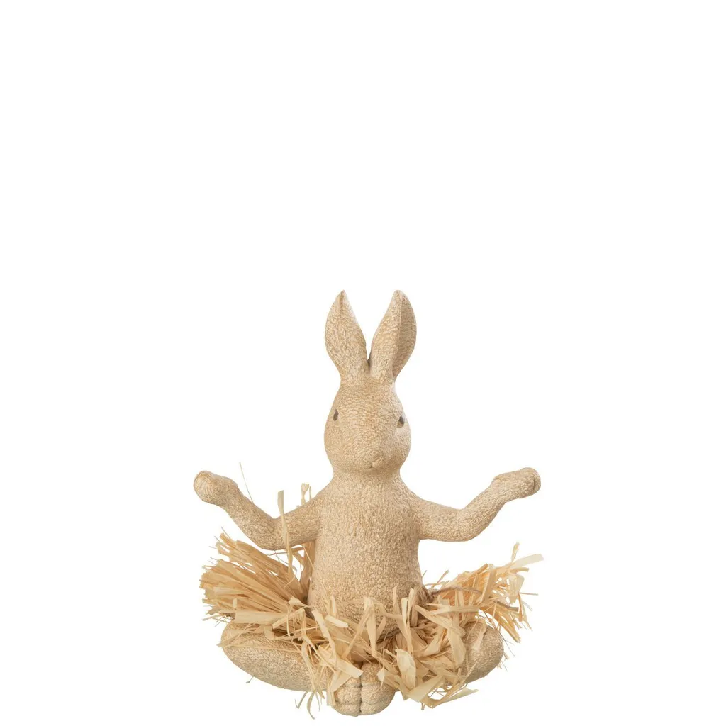 J-Line Lapin Assis Yoga en Pierre et Résine Naturelle - Déco Jardin