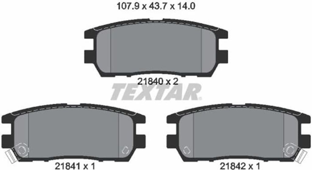 Textar Bremsbeläge hinten für Mitsubishi Pajero II L400 1,8 - 3,5 Akebono-Bremse