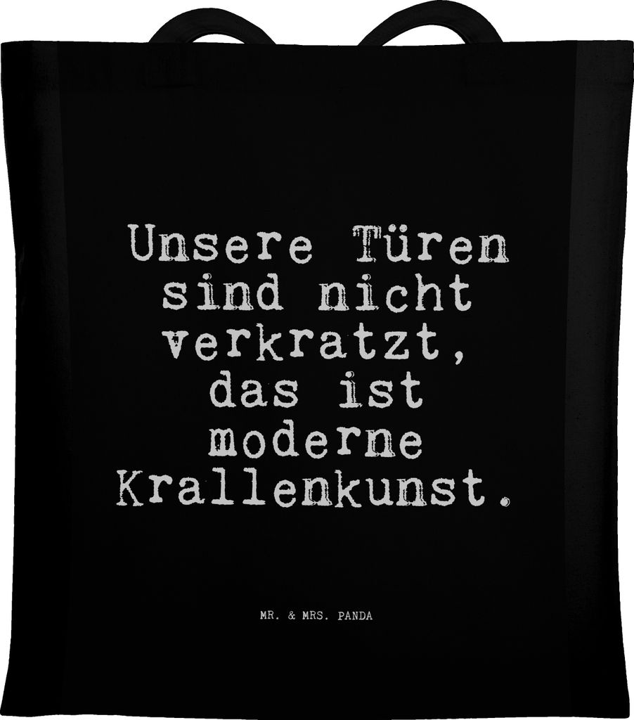 Mr. & Mrs. Panda Schultasche Unsere Türen sind nicht... - Schwarz - Geschenk, Kater, Katze, Spruch Sprüche Weisheiten Zitate Lustig Weisheit Wort...