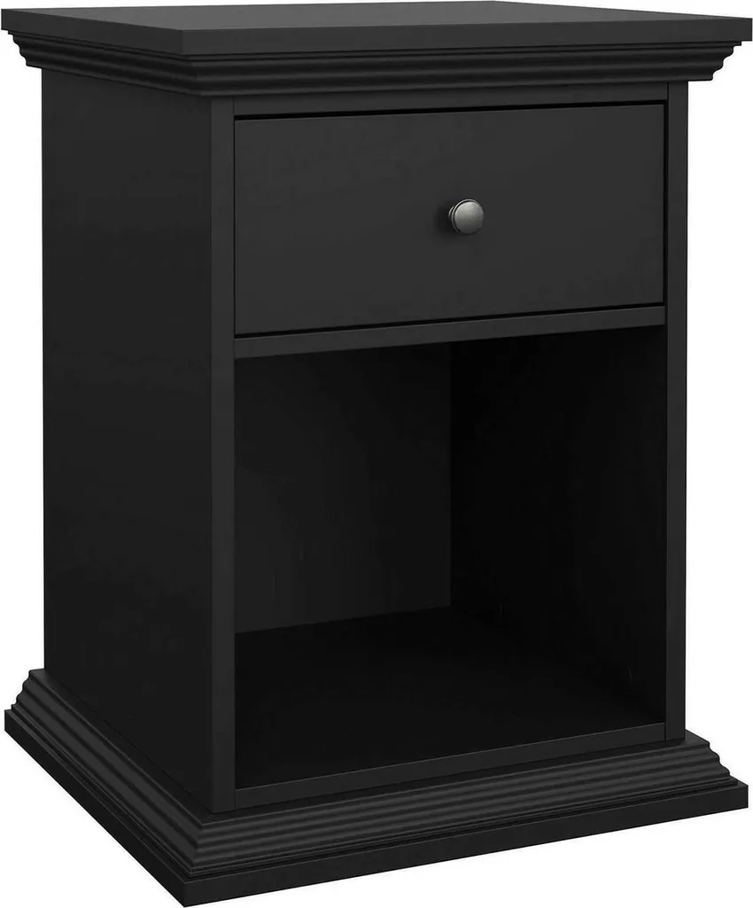 Table de nuit Pascal Noire 63 cm de haut avec étagère bois et métal