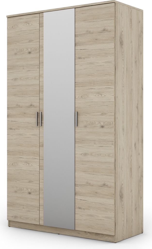 Meblast | Szafa 120 cm, dąb bordeaux z lustrem, okucia Zdjęcie produktu 
