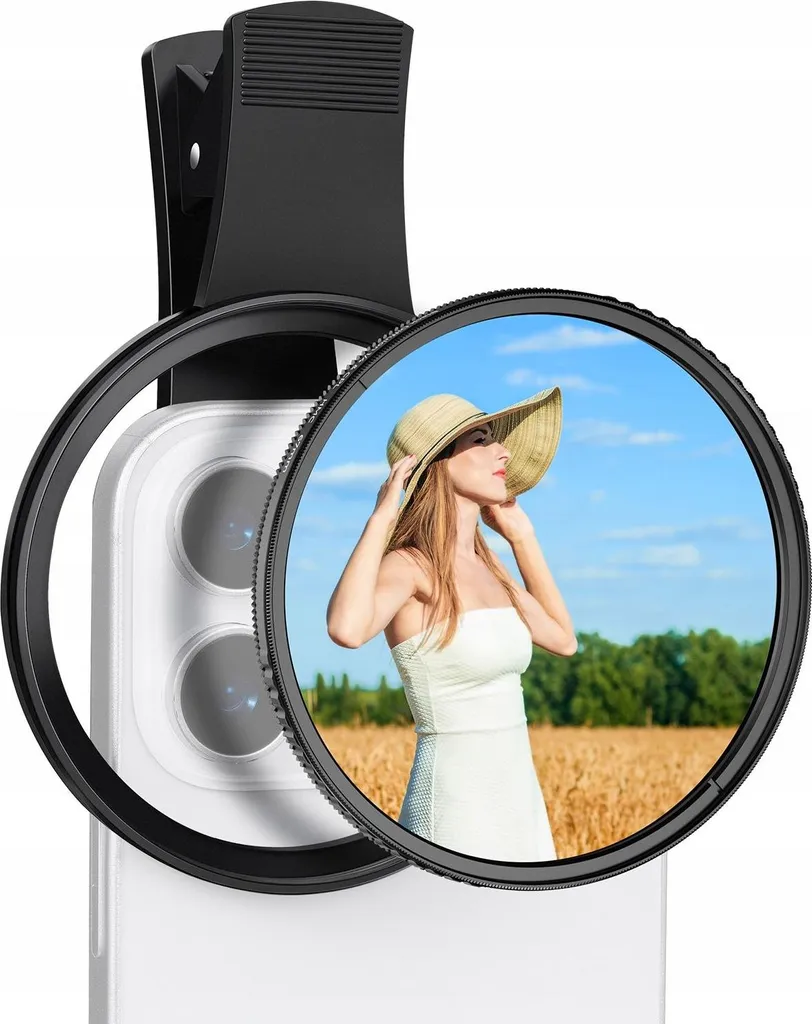 Filtre Photo Smartphone 2 en 1 Effet Cinéma et Polarisé avec Clip 67mm