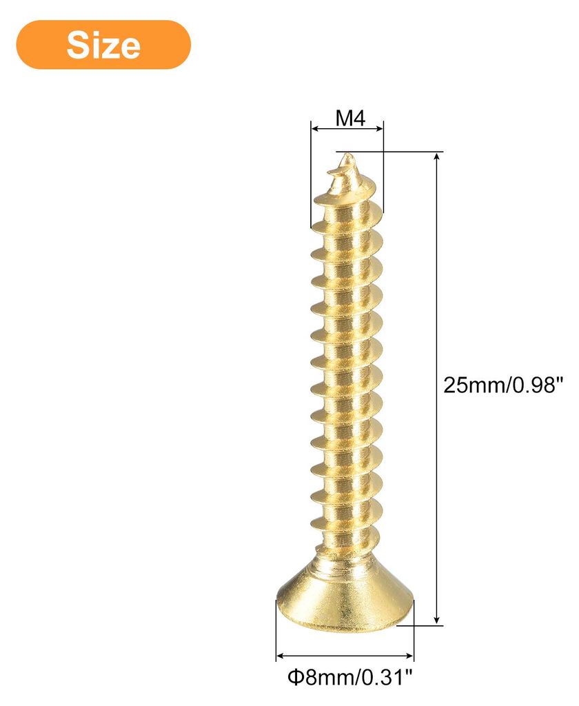 20 Stš¹ck Holzschrauben M4¡Á25 mm Kreuzkopf Senkkopfschrauben Farbe Messing Selbstschneidende Schrauben mit Senkkopf Senkkopfschrauben fš¹r B...